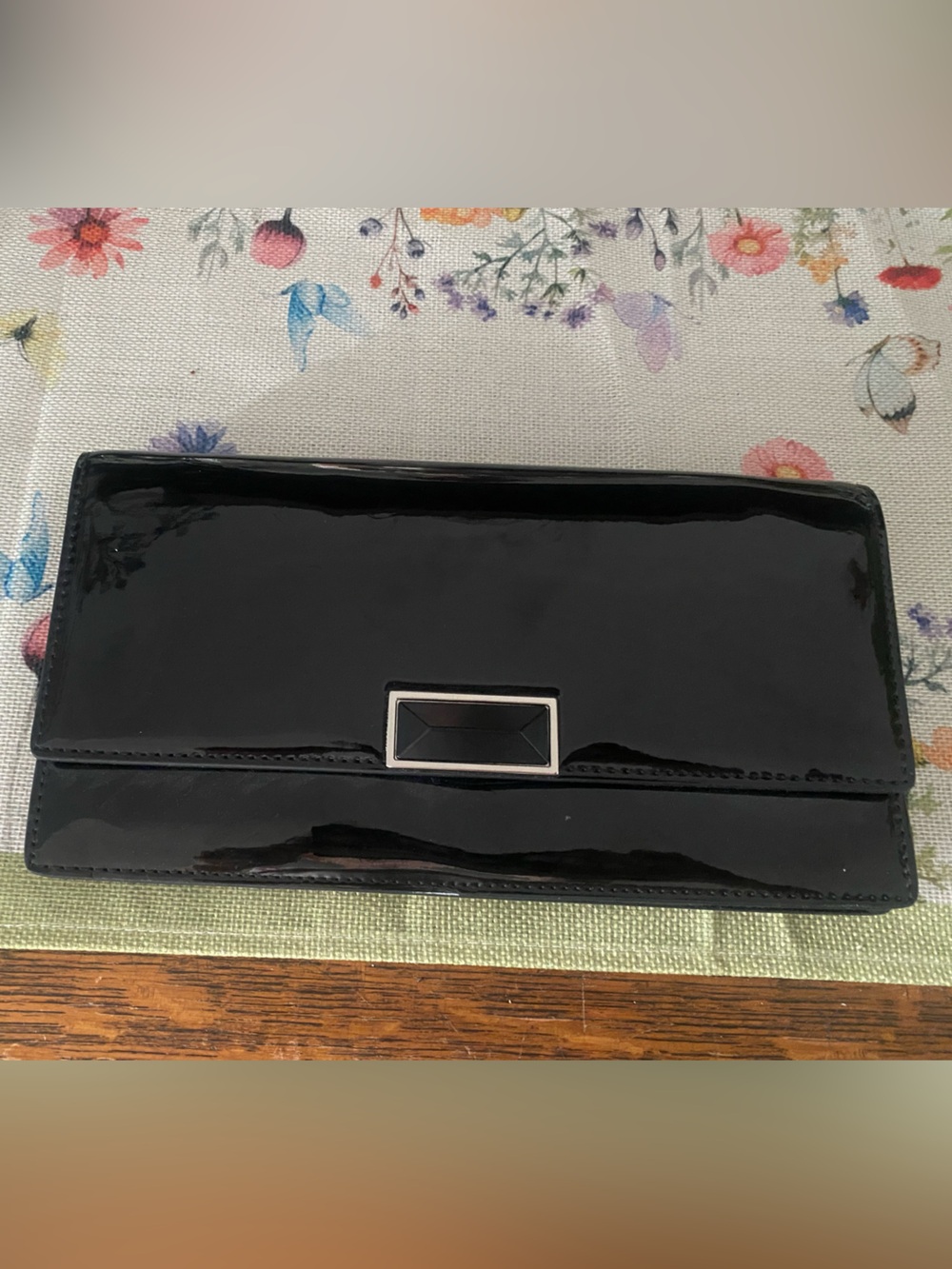 Steve Madden Black Patent Clutch